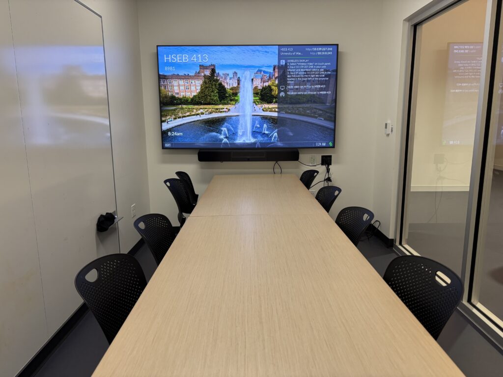 A group study room in the Health Sciences Education Building.